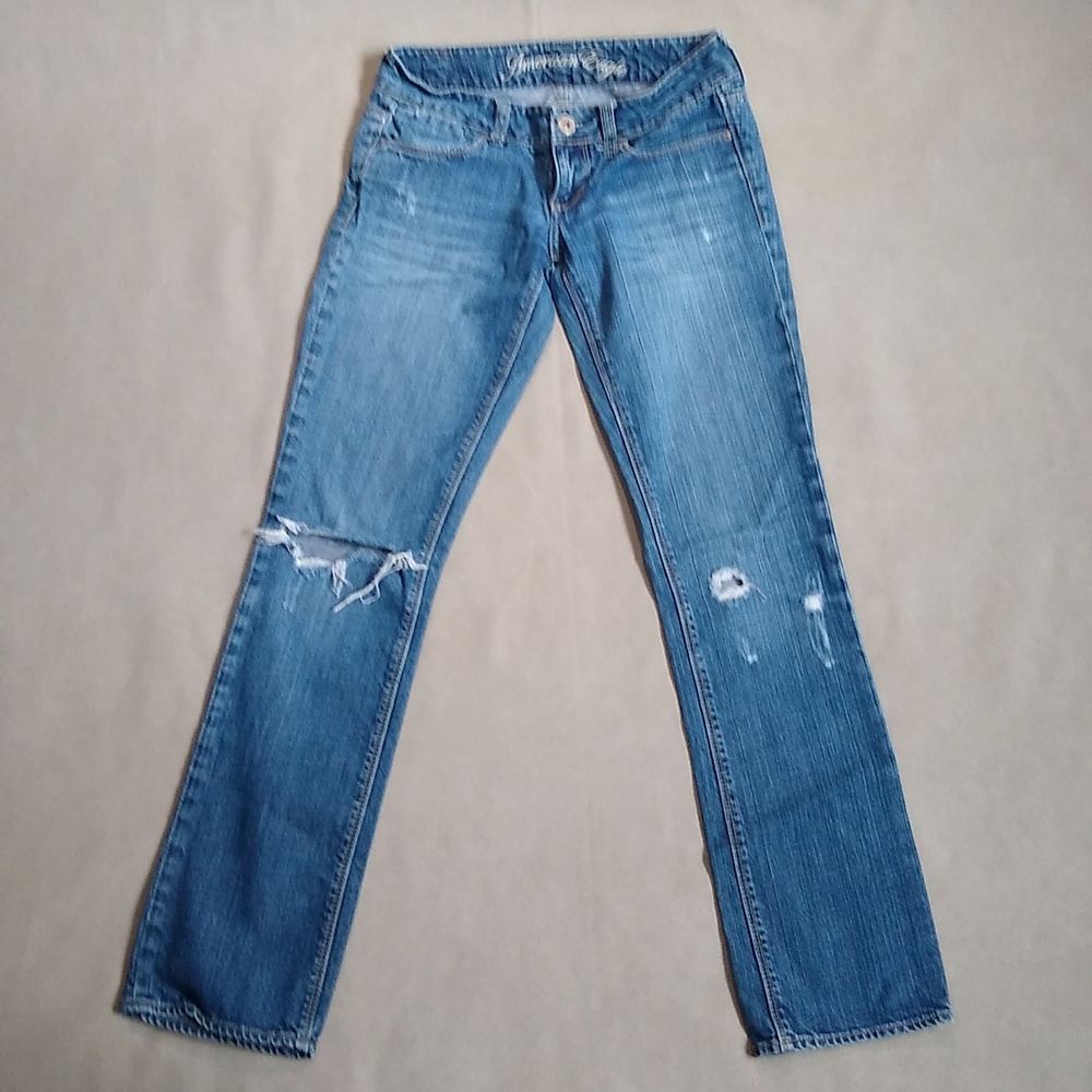 AE – American Eagle Women’s Jeans – 77 Straight – Blue – 0 Reg – Low Rise